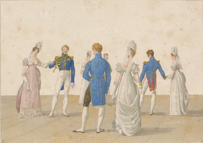 The Quadrille: A droite sur les côtés, 1820s.