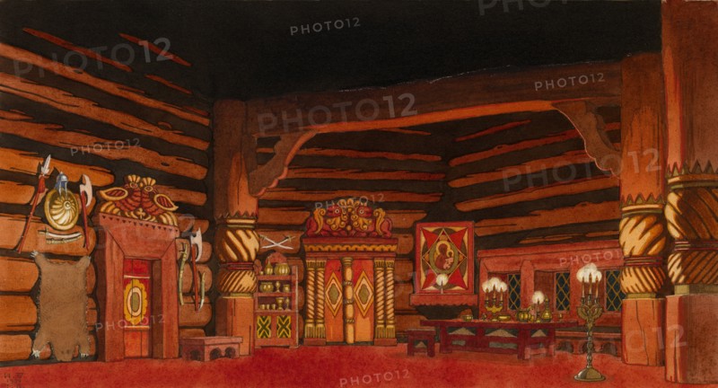 Stage design for the opera The Tsar's Bride by N. Rimsky-Korsakov, 1930.