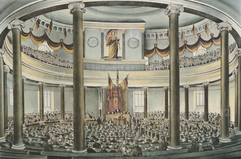 Session of the Frankfurt National Assembly in the Paulskirche at Frankfurt am Main, 1848.