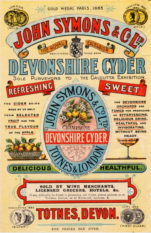 John Symons & Co Devonshire Cyder, 19th century. Artist: Unknown