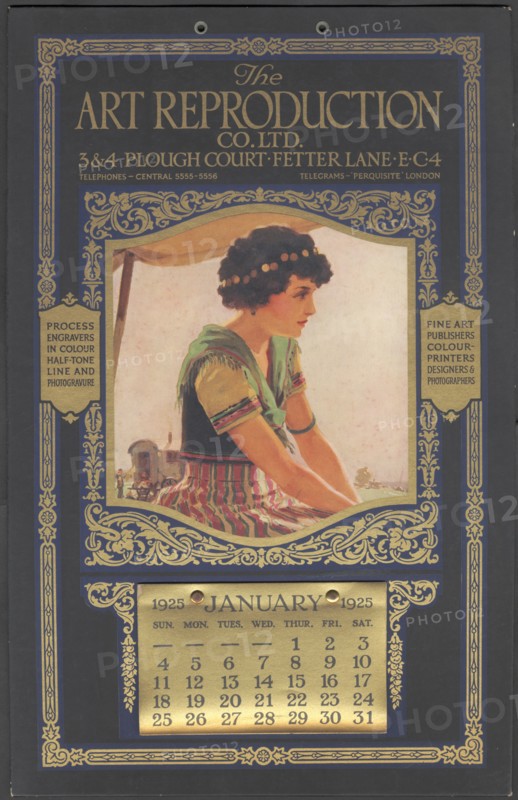 The Art Reproduction Company calendar, 1925. Artist: Wilfred Fryer