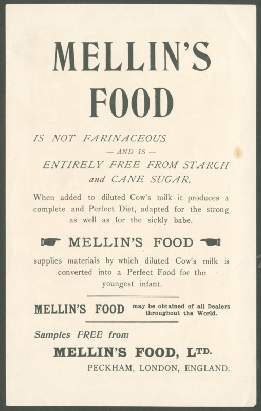 Mellin's Infant Food, 1900s. Artist: Unknown