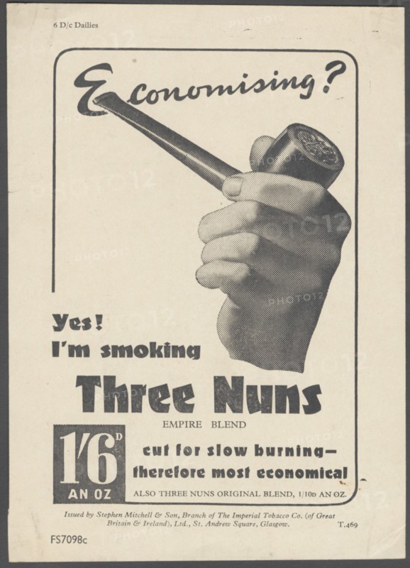 Three Nuns Pipe Tobacco, c.1930s. Artist: Wilfred Fryer