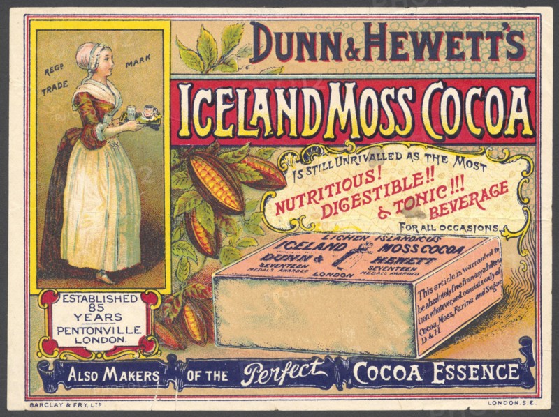 Iceland Moss Cocoa, 1890s. Artist: Unknown