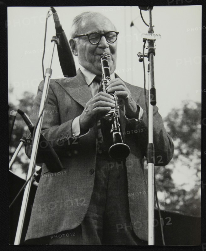 Benny Goodman playing his clarinet, Knebworth, Hertfordshire, 1982. Artist: Denis Williams