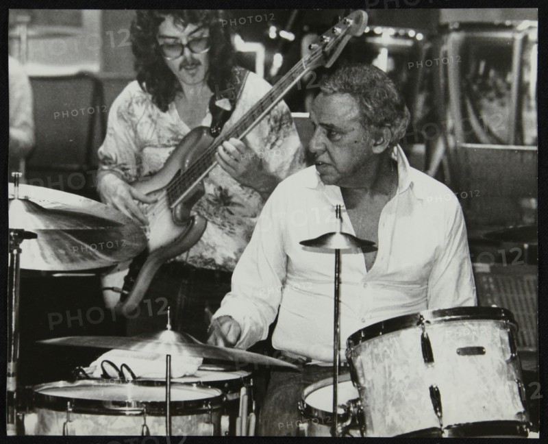 Buddy Rich and Dave Carpenter playing at the Royal Festival Hall, London, June 1985. Artist: Denis Williams