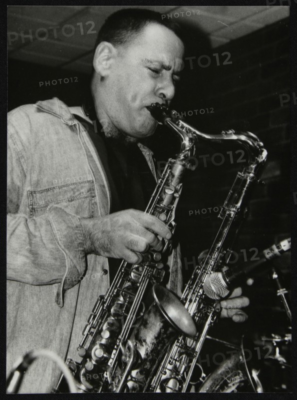Gilad Atzmon playing tenor saxophones at The Fairway, Welwyn Garden City, Hertfordshire, 1996. Artist: Denis Williams