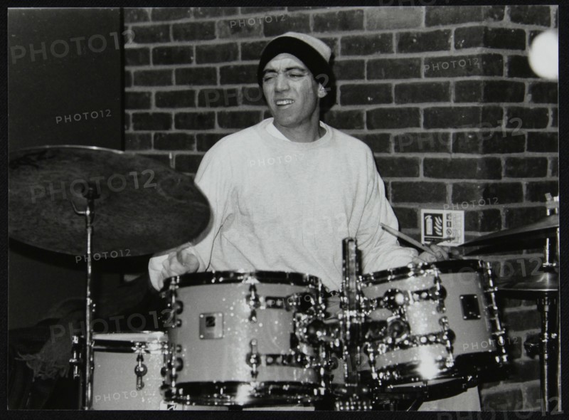 American drummer Gene Calderazzo playing at The Fairway, Welwyn Garden City, Hertfordshire, 2003. Artist: Denis Williams