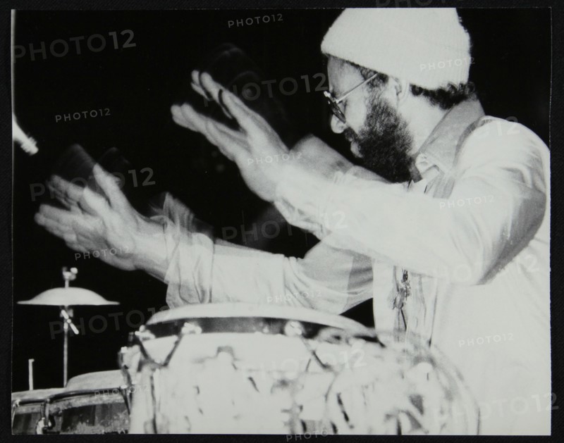 Percussionist Guilherme Franco playing at the Newport Jazz Festival, Middlesbrough, 1978. Artist: Denis Williams