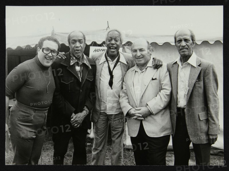Duffy Jackson, Slam Stewart, Sonny Stitt, George Wein and an unidentified musician, London, 1979. Artist: Denis Williams