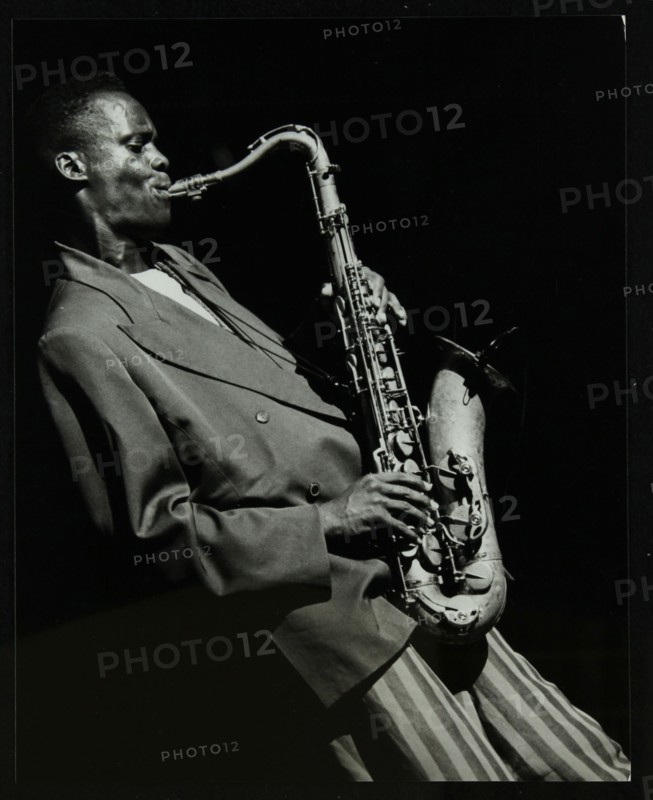 Steve Williamson playing tenor saxophone at the Forum Theatre, Hatfield, Hertfordshire, 1990. Artist: Denis Williams