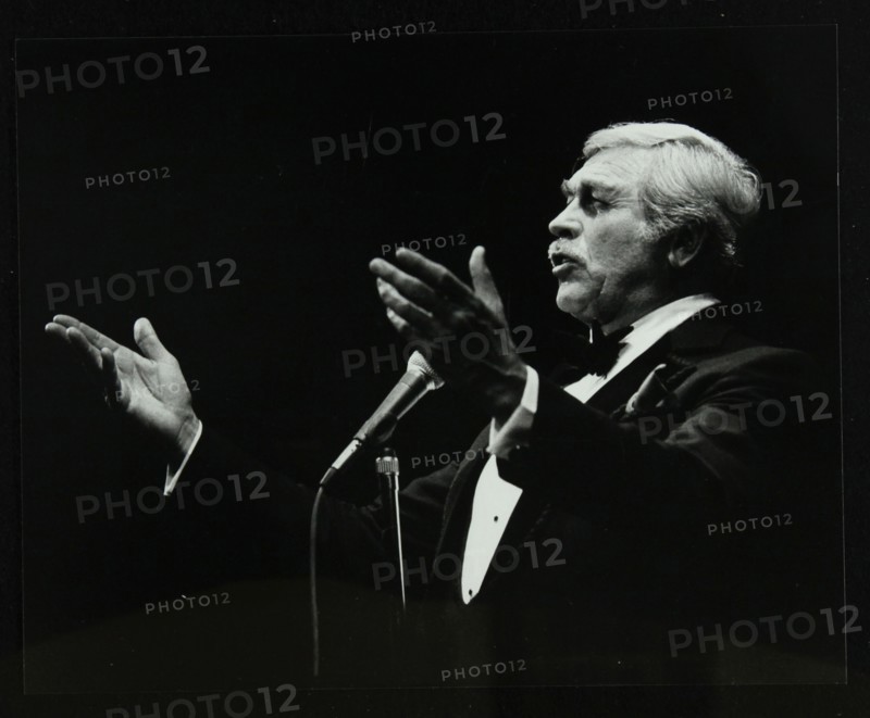 Howard Keel in full song at the Forum Theatre, Hatfield, Hertfordshire, 14 May 1983. Artist: Denis Williams