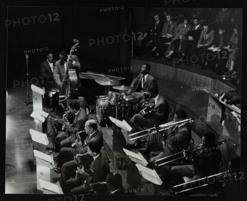 The Count Basie Orchestra in concert at Colston Hall, Bristol, 1957. Artist: Denis Williams