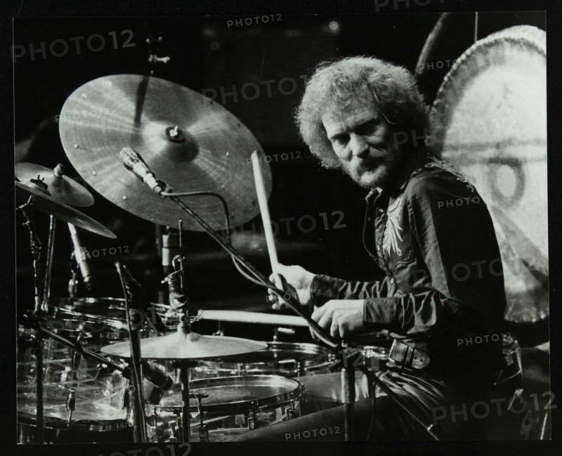 Drummer Ginger Baker performing at the Forum Theatre, Hatfield, Hertfordshire, 1980. Artist: Denis Williams
