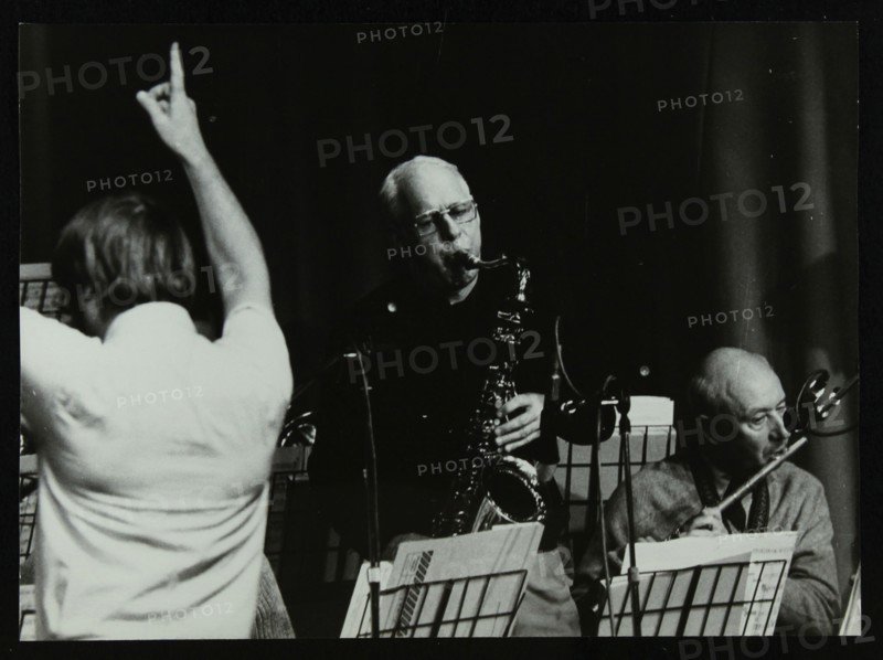 Michael Garrick, Don Rendell and Jimmy Hastings at Berkhamsted Civic Centre, Hertfordshire, 1985. Artist: Denis Williams
