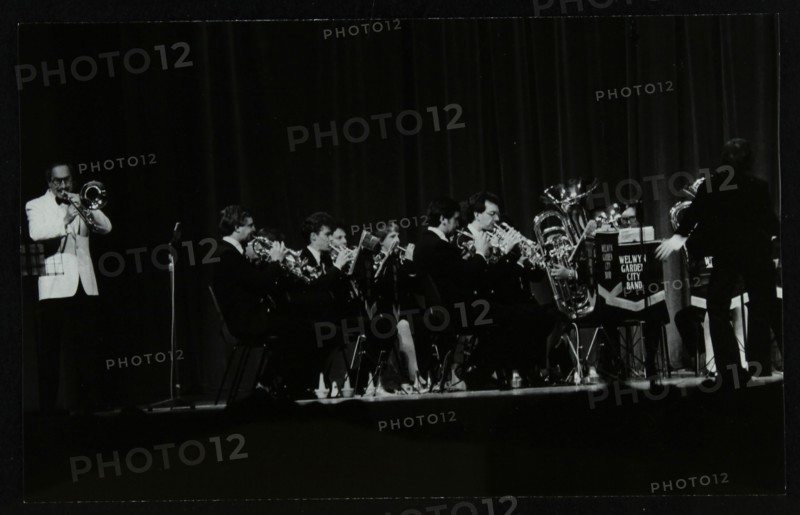 Don Lusher in concert with the Welwyn Garden City Band, Hatfield Polytechnic, Hertfordshire, 1984. Artist: Denis Williams