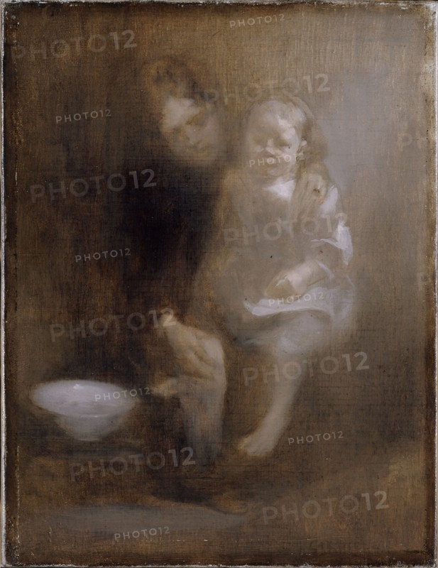 'The footbath', c1890. Artist: Eugene Carriere.