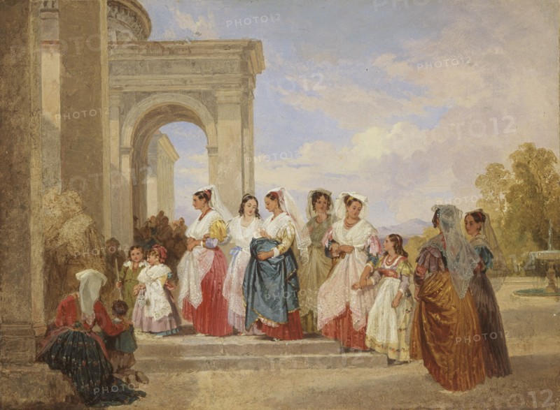 'The procession to the christening', 1820-1885. Artist: Penry Williams.