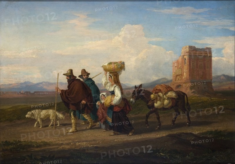 'Landscape with figures and ruin', 1837. Artist: Penry Williams.