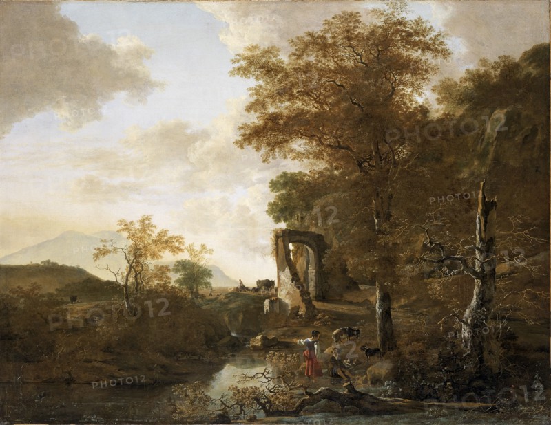 'Landscape with arched gateway', c1654. Artist: Adam Pynacker
