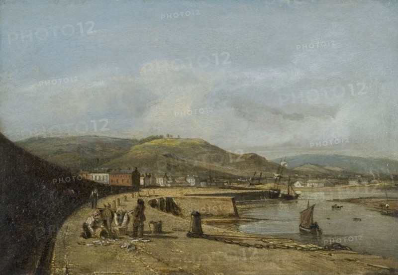 'Swansea from the west pier', 1820. Artist: George Orleans De La Motte