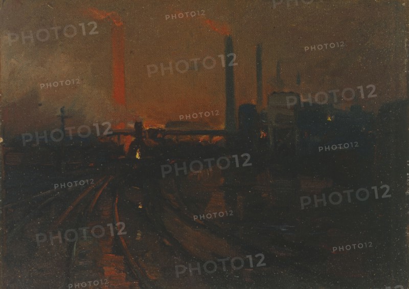 'Steel Works, Cardiff at night', 1893-97. Artist: Lionel Walden