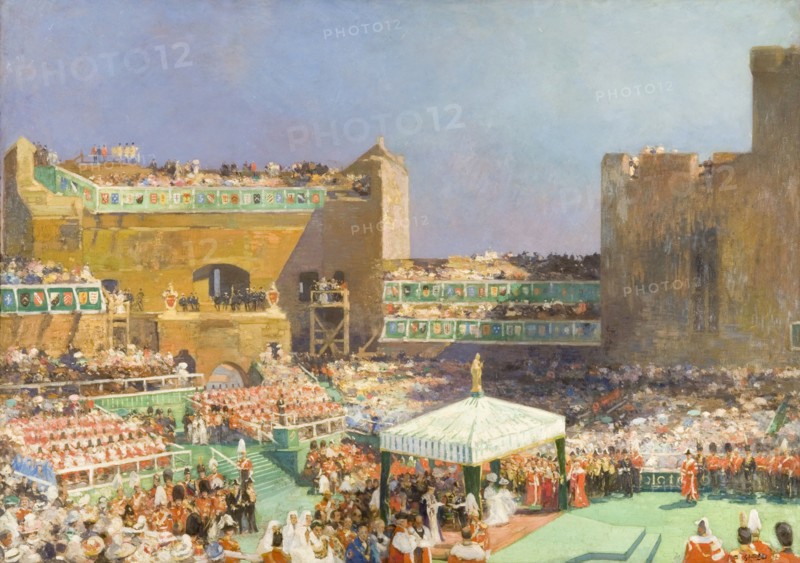 'Investiture of the Prince of Wales at Caernarvon', 1912. Artist: Eugene Louis Gillot