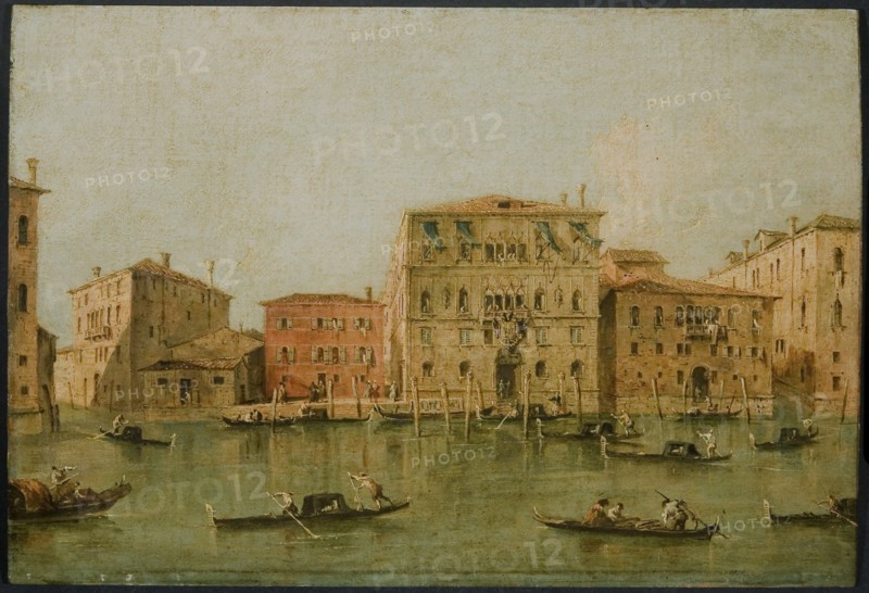 'View of the Palazzo Loredan dell'Ambasciatore on the Grand Canal, Venice,' 1775-85. Artist: Francesco Guardi.