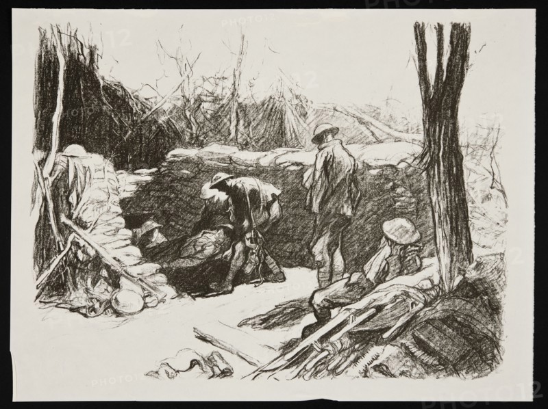 'Advanced dressing station in France', 1917. Artist: Claude Allin Shepperson.
