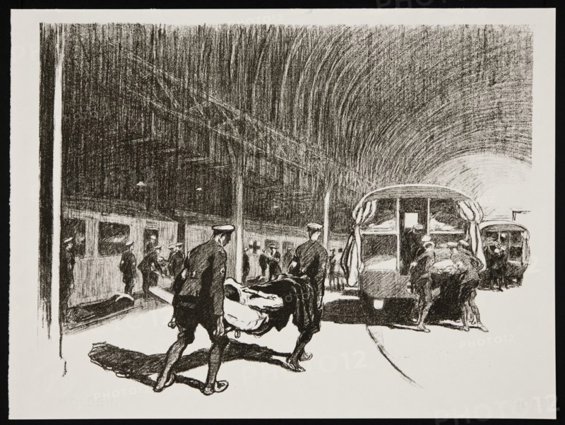 'Detraining in England', 1917. Artist: Claude Allin Shepperson.