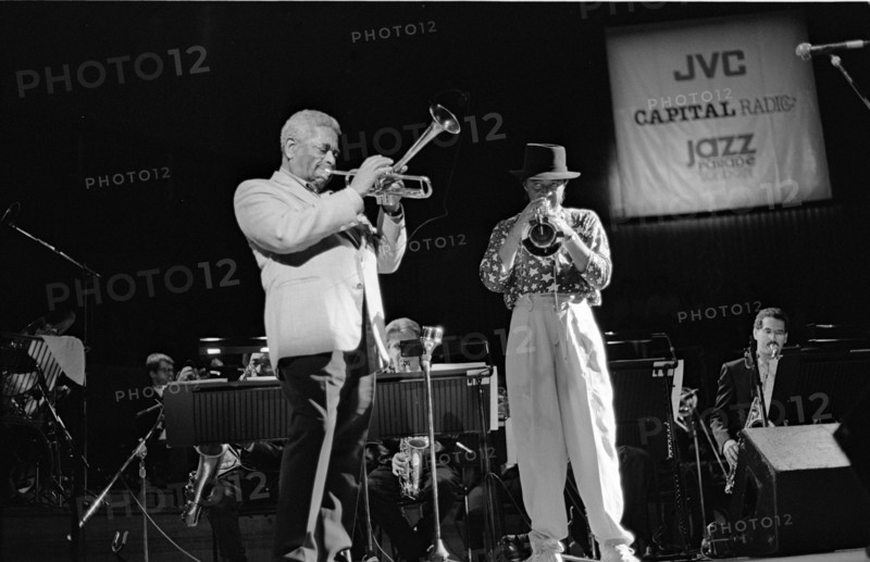 Dizzy Gillespie and Chuck Mangione, Royal Festival Hall, London, 1988.  Artist: Brian O'Connor.