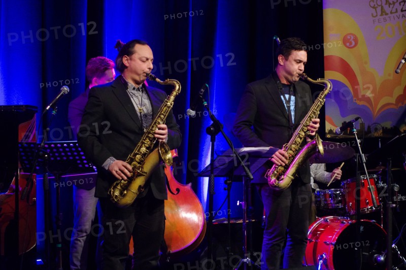 Allen Brandon and Alex Garnett, Ropetackle Arts Centre, Shoreham, West Sussex, Jan 2016. Artist: Brian O'Connor.