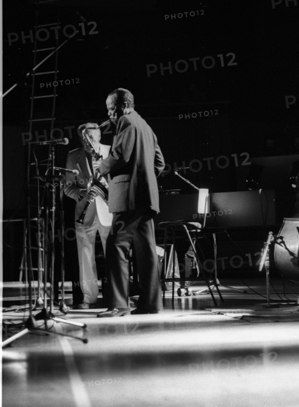 Buddy Tate and Woody Herman, Capital Jazz, Royal Festival Hall, London, July 1985.   Artist: Brian O'Connor.