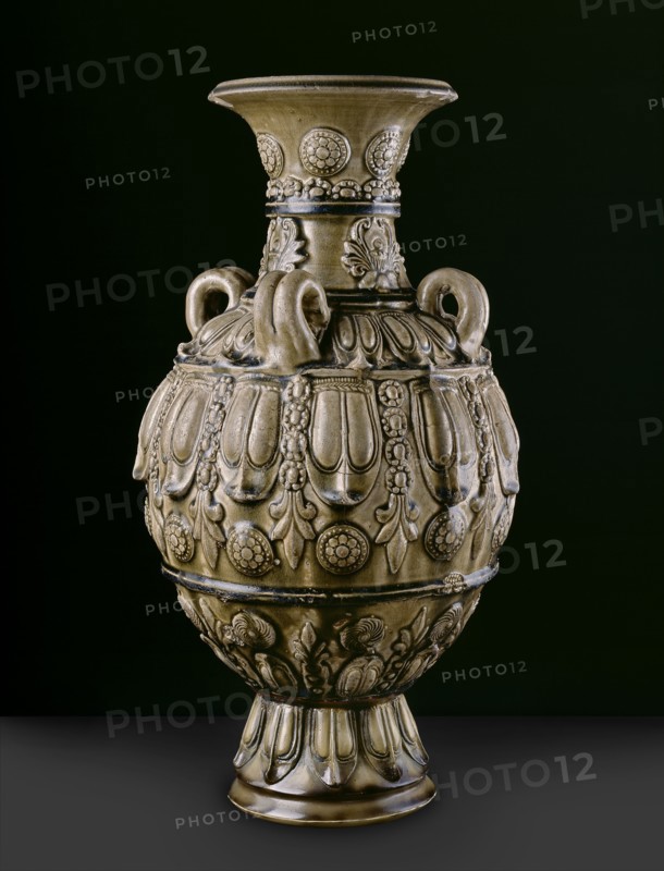 Greenware jar with moulded decoration, late 6th century. Artist: Unknown.