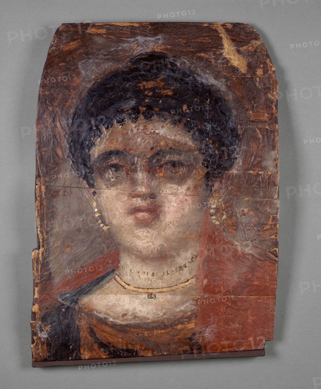 Mummy portrait painted in encaustic on a wooden panel, about 100-120, 2nd century. Artist: Unknown.
