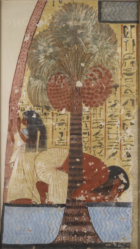 Copy of wall painting from a private tomb 218 of Amennakhte, (I, 1, 317-320), Thebes, 20th century. Artist: Anna (Nina) Macpherson Davies.