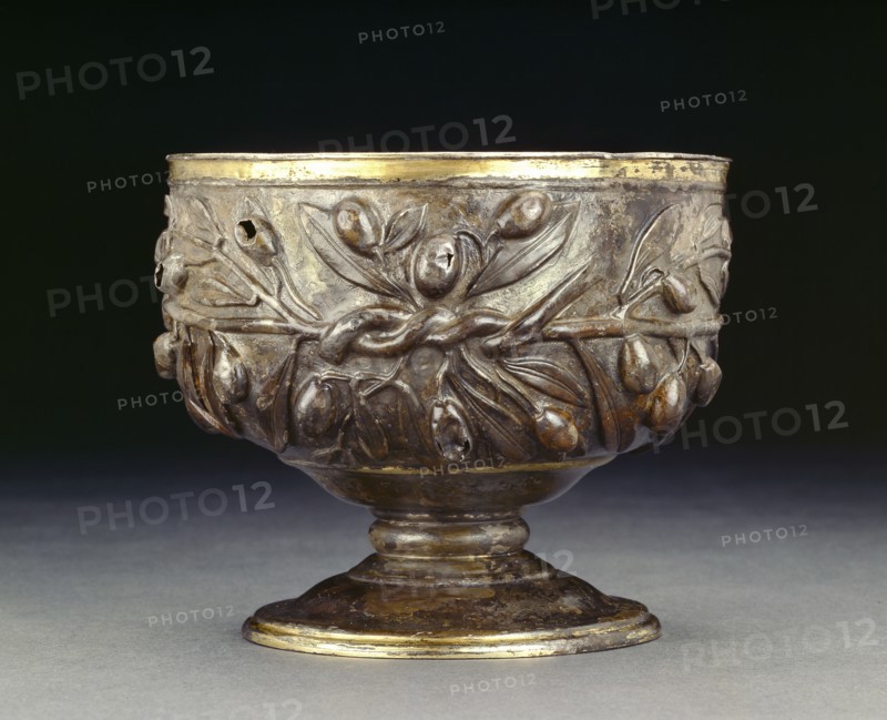 Gilded silver goblet decorated with sprays of olive, with a plain gold internal lining, 50-150. Artist: Unknown.