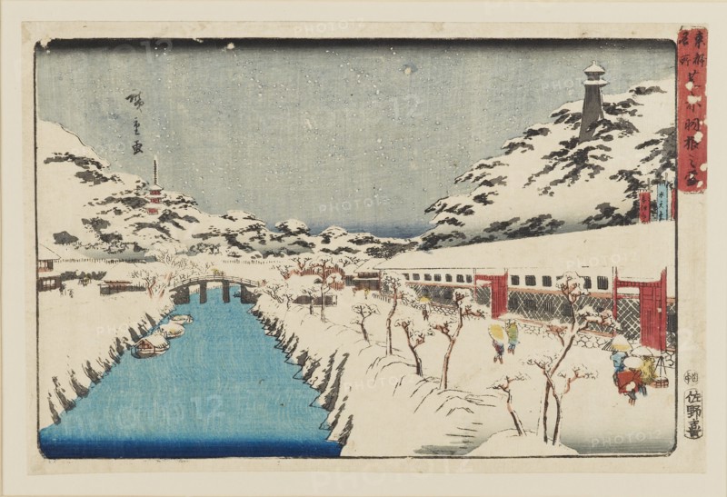 Woodblock print - Shiba akabane no yuki, 1797-1858. Artist: Ando Hiroshige.