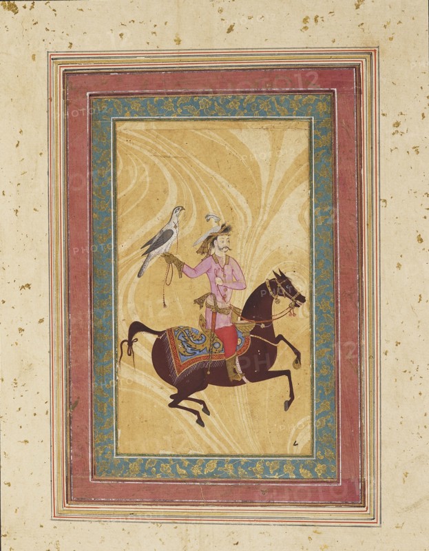 Man on horse with a hawk, 17th century. Artist: Unknown.