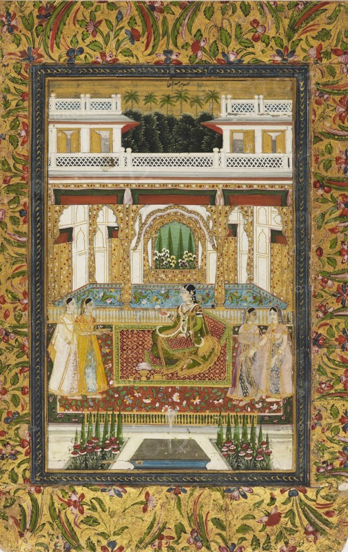 Princess with attendants in a palace, 18th century. Artist: Unknown.