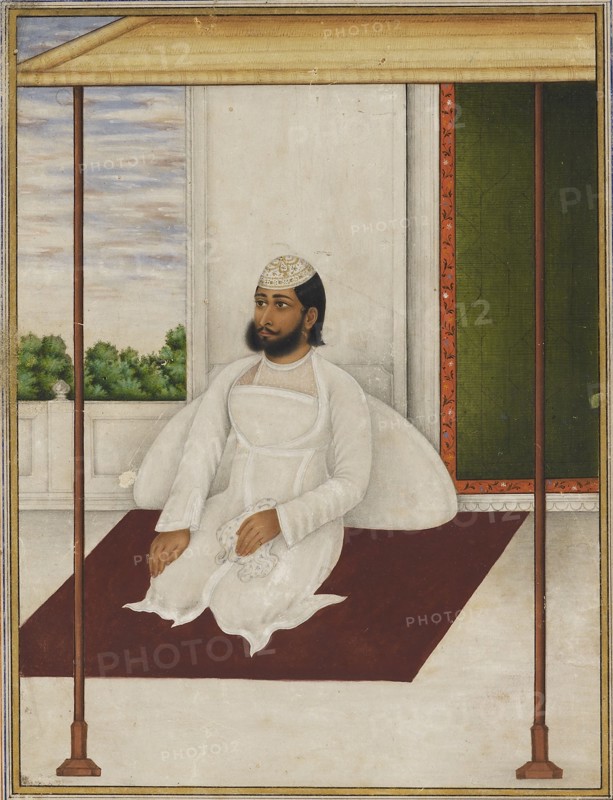 Man in a flowered skull cap, 19th century. Artist: Unknown.