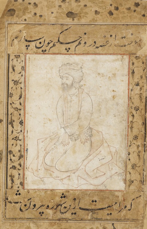 Dervish kneeling on his coat, late 16th century - early 17th century. Artist: Sadiqi Beg.