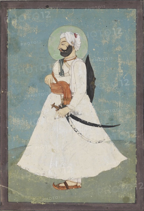 Sikh nobleman in profile, c1800. Artist: Unknown.