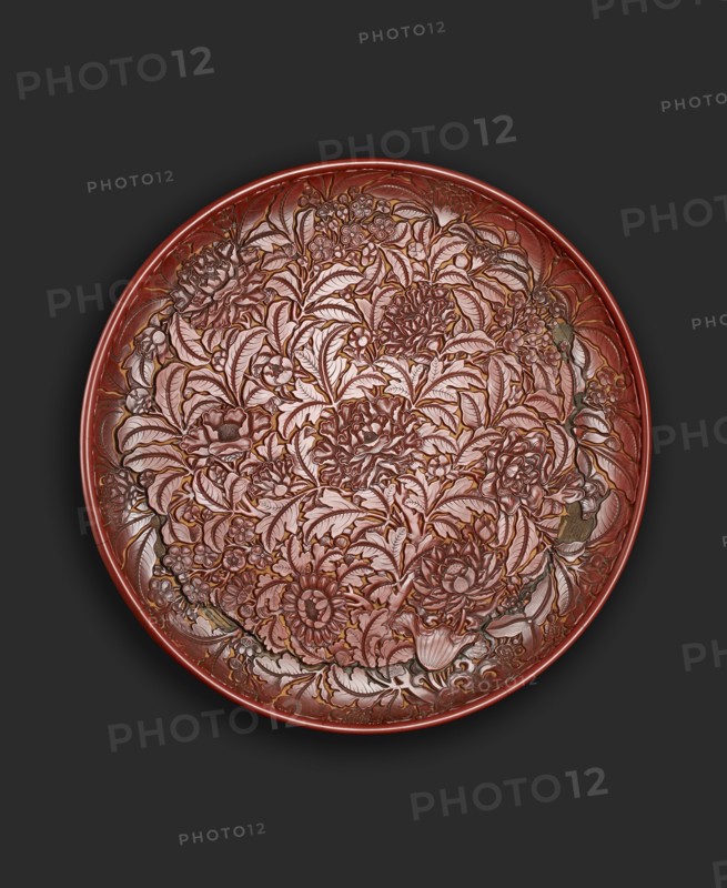 Lacquer dish with flowers, probably 1403-1435. Artist: Unknown.