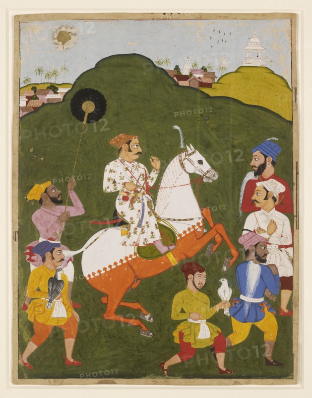 Equestrian portrait of Maharana Raj Singh I of Mewar, 1670. Creator: Unknown.