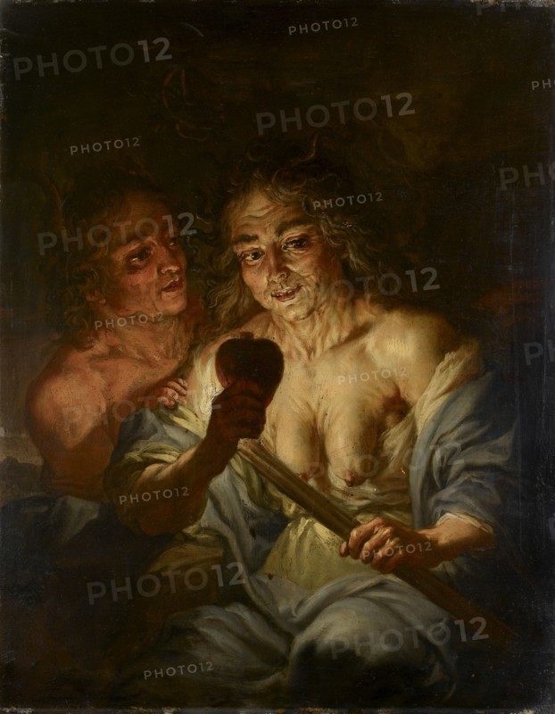 An old Woman holding a Heart: 'Envy', c1642. Artist: Jacques de l'Ange.