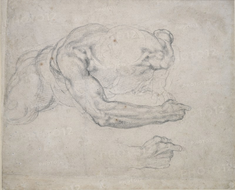 Study of a Man rising from the Ground, 16th century. Artist: Michelangelo Buonarroti.
