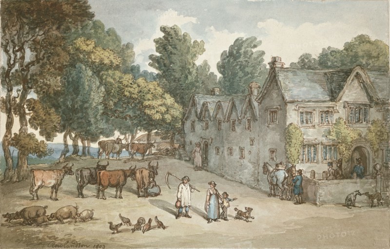 A Farmhouse at Hengar, Cornwall, 1803. Artist: Thomas Rowlandson.