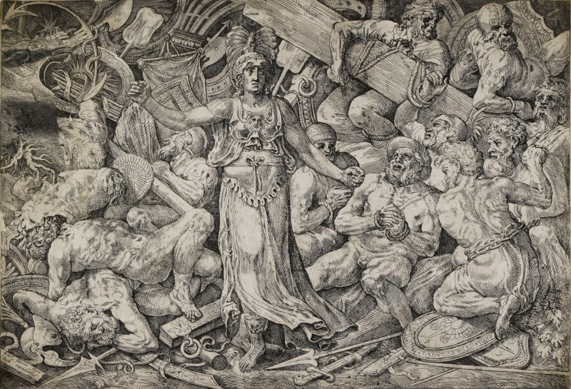 Victoria surrounded by Prisoners and Trophies, 1552. Creator: Frans Floris.
