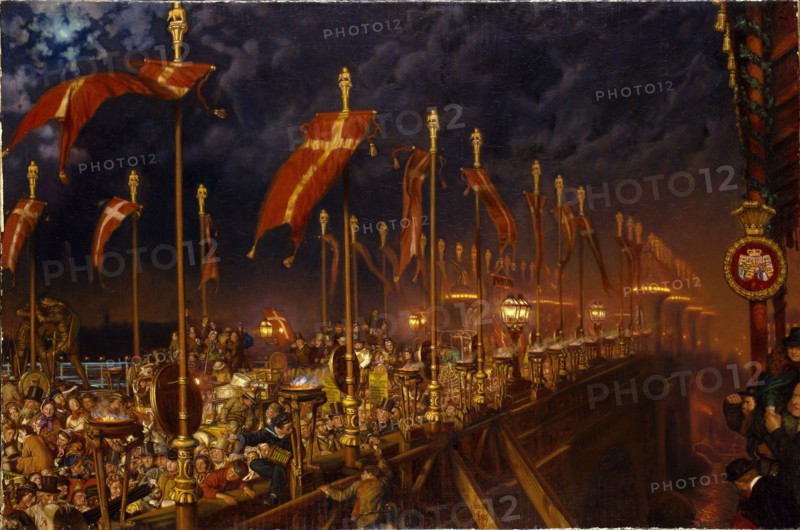 London Bridge on the Night of the Marriage of the Prince and Princess of Wales, 1863. Artist: William Holman Hunt.